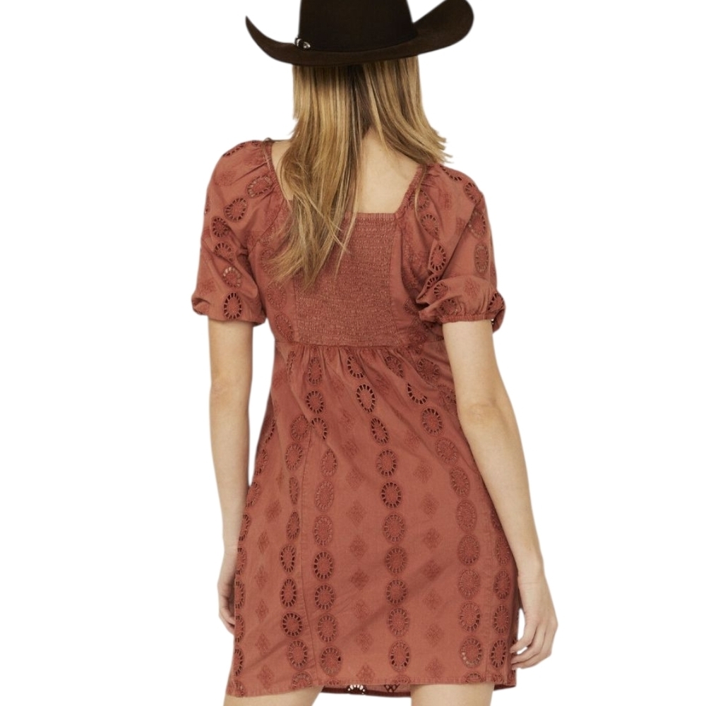 Shyanne Rust Eyelet Mini Dress - Picture 4 of 15